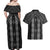 New Zealand Aotearoa Couples Matching Off Shoulder Maxi Dress and Hawaiian Shirt Black Poutama With Taniko Pattern LT05