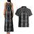 New Zealand Aotearoa Couples Matching Tank Maxi Dress and Hawaiian Shirt Black Poutama With Taniko Pattern LT05