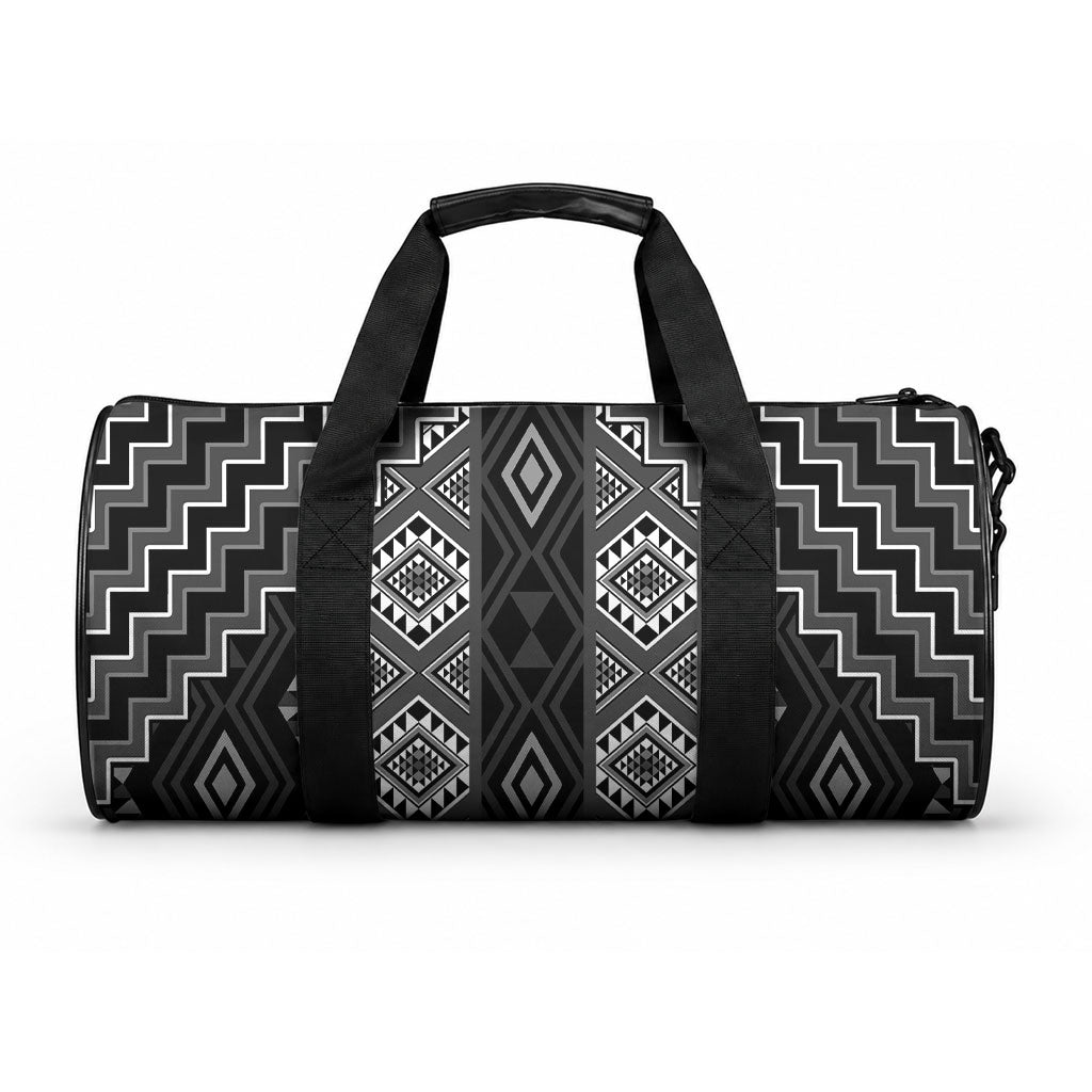 New Zealand Aotearoa Duffle Bag Black Poutama With Taniko Pattern LT05 One size Black - Polynesian Pride