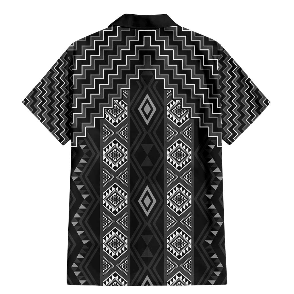 New Zealand Aotearoa Family Matching Mermaid Dress and Hawaiian Shirt Black Poutama With Taniko Pattern LT05
