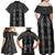 New Zealand Aotearoa Family Matching Off Shoulder Maxi Dress and Hawaiian Shirt Black Poutama With Taniko Pattern LT05