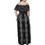 New Zealand Aotearoa Family Matching Off Shoulder Maxi Dress and Hawaiian Shirt Black Poutama With Taniko Pattern LT05