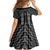 New Zealand Aotearoa Family Matching Off Shoulder Short Dress and Hawaiian Shirt Black Poutama With Taniko Pattern LT05