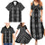 New Zealand Aotearoa Family Matching Summer Maxi Dress and Hawaiian Shirt Black Poutama With Taniko Pattern LT05