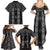 New Zealand Aotearoa Family Matching Summer Maxi Dress and Hawaiian Shirt Black Poutama With Taniko Pattern LT05