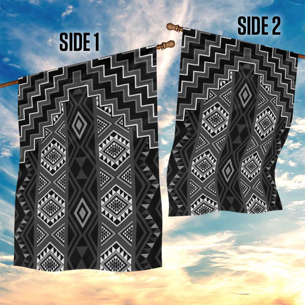 New Zealand Aotearoa Garden Flag Black Poutama With Taniko Pattern LT05 - Polynesian Pride