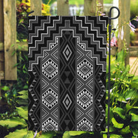 New Zealand Aotearoa Garden Flag Black Poutama With Taniko Pattern LT05 Garden Flag Black - Polynesian Pride
