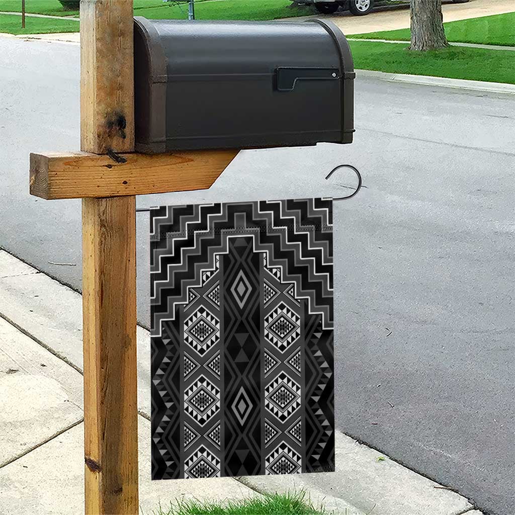 New Zealand Aotearoa Garden Flag Black Poutama With Taniko Pattern LT05 - Polynesian Pride