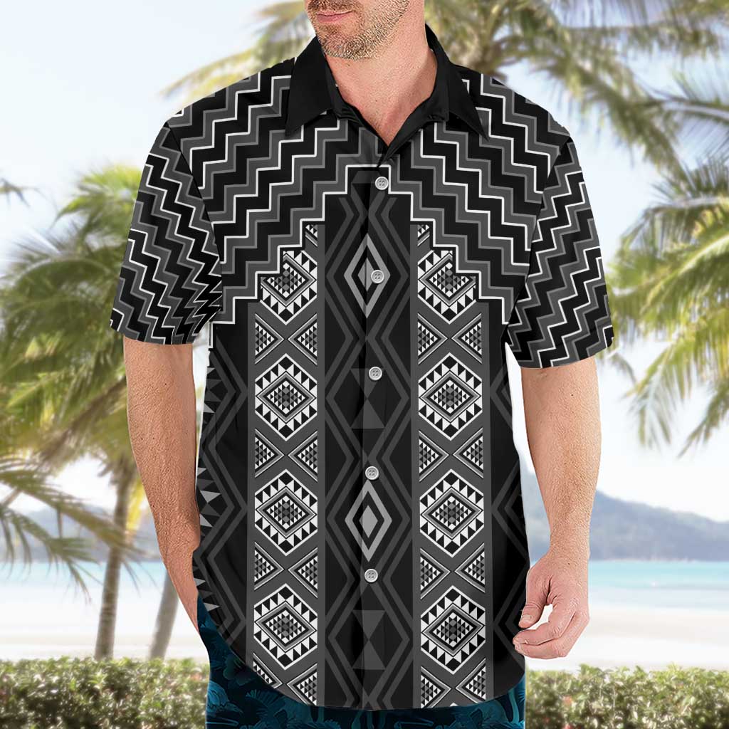 New Zealand Aotearoa Hawaiian Shirt Black Poutama With Taniko Pattern LT05 - Polynesian Pride