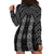 New Zealand Aotearoa Hoodie Dress Black Poutama With Taniko Pattern LT05