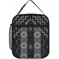 New Zealand Aotearoa Lunch Bag Black Poutama With Taniko Pattern LT05 10.2 × 8.3 × 4.3 inch Black - Polynesian Pride