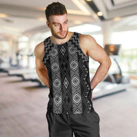 New Zealand Aotearoa Men Tank Top Black Poutama With Taniko Pattern LT05 Black - Polynesian Pride