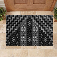 New Zealand Aotearoa Rubber Doormat Black Poutama With Taniko Pattern LT05 Black - Polynesian Pride