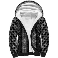 New Zealand Aotearoa Sherpa Hoodie Black Poutama With Taniko Pattern LT05 Unisex Black - Polynesian Pride