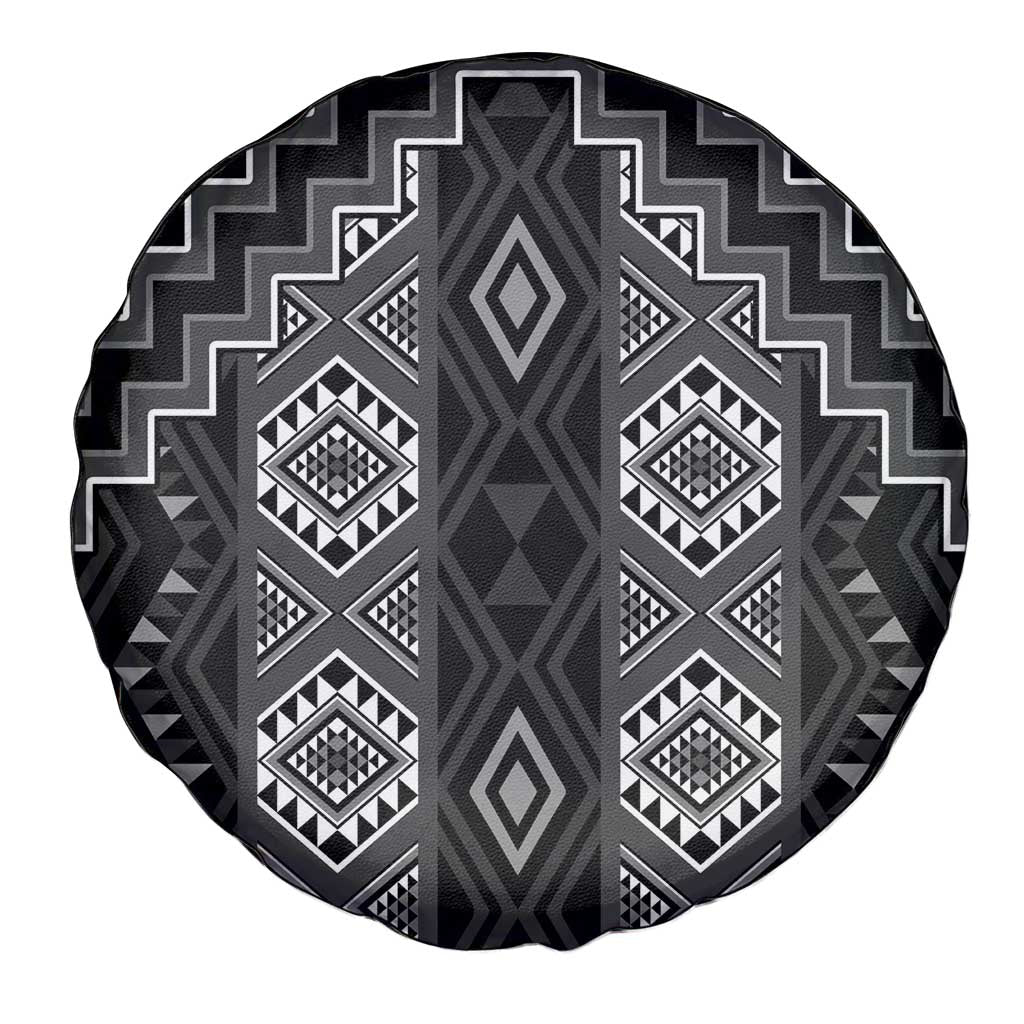 New Zealand Aotearoa Spare Tire Cover Black Poutama With Taniko Pattern LT05 - Polynesian Pride