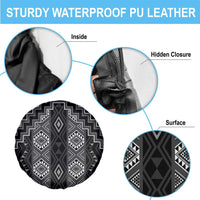 New Zealand Aotearoa Spare Tire Cover Black Poutama With Taniko Pattern LT05 - Polynesian Pride