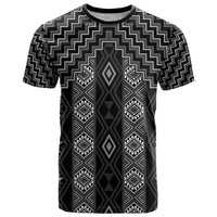 New Zealand Aotearoa T Shirt Black Poutama With Taniko Pattern LT05 Black - Polynesian Pride