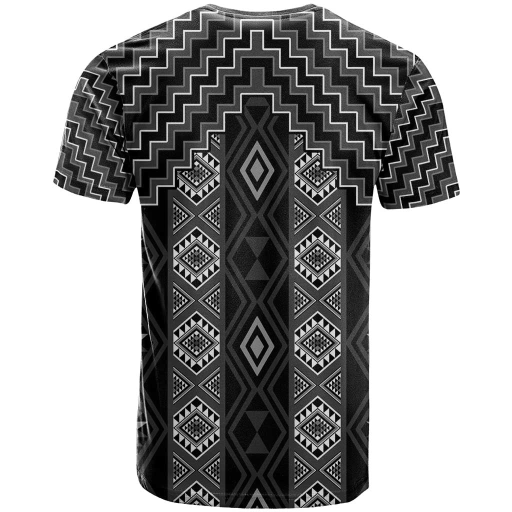 New Zealand Aotearoa T Shirt Black Poutama With Taniko Pattern LT05 - Polynesian Pride