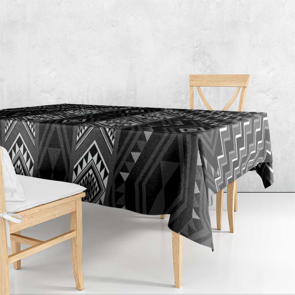 New Zealand Aotearoa Tablecloth Black Poutama With Taniko Pattern LT05 - Polynesian Pride