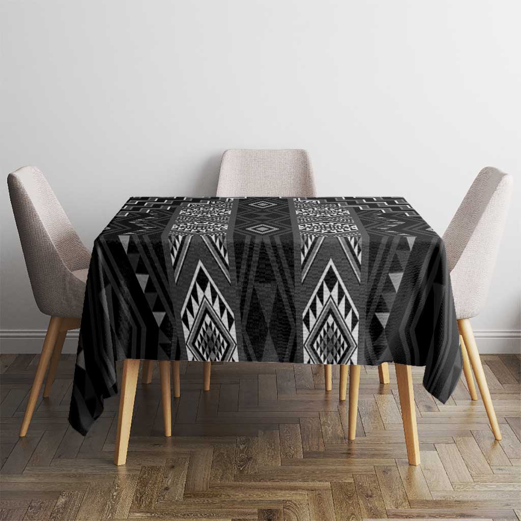 New Zealand Aotearoa Tablecloth Black Poutama With Taniko Pattern LT05 - Polynesian Pride