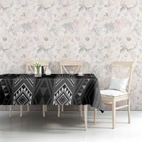 New Zealand Aotearoa Tablecloth Black Poutama With Taniko Pattern LT05 - Polynesian Pride
