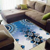 New Zealand Area Rug Poutama Mix Blue Taniko Inspired Art LT05