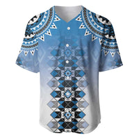 New Zealand Baseball Jersey Poutama Mix Blue Taniko Inspired Art LT05