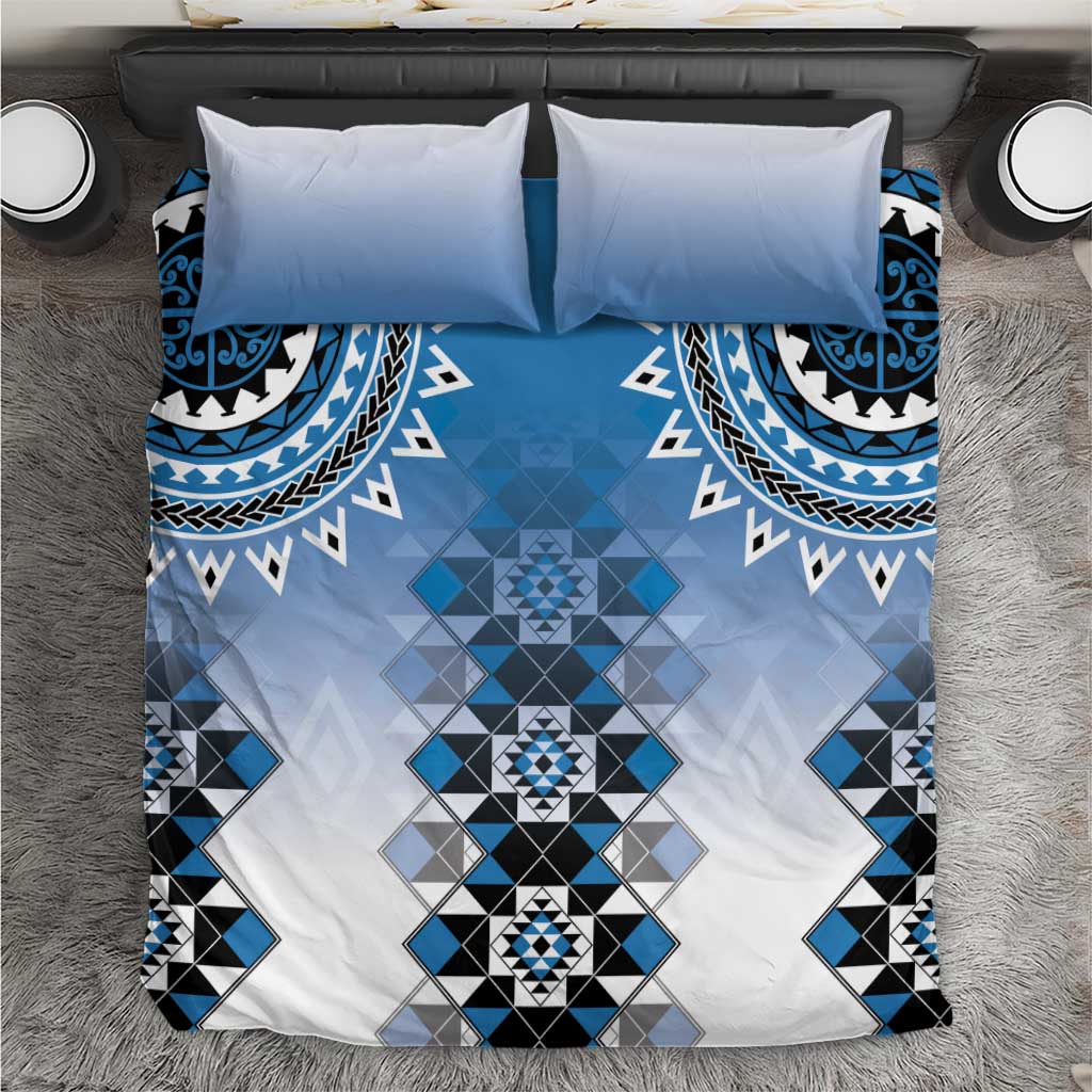 New Zealand Bedding Set Poutama Mix Blue Taniko Inspired Art LT05
