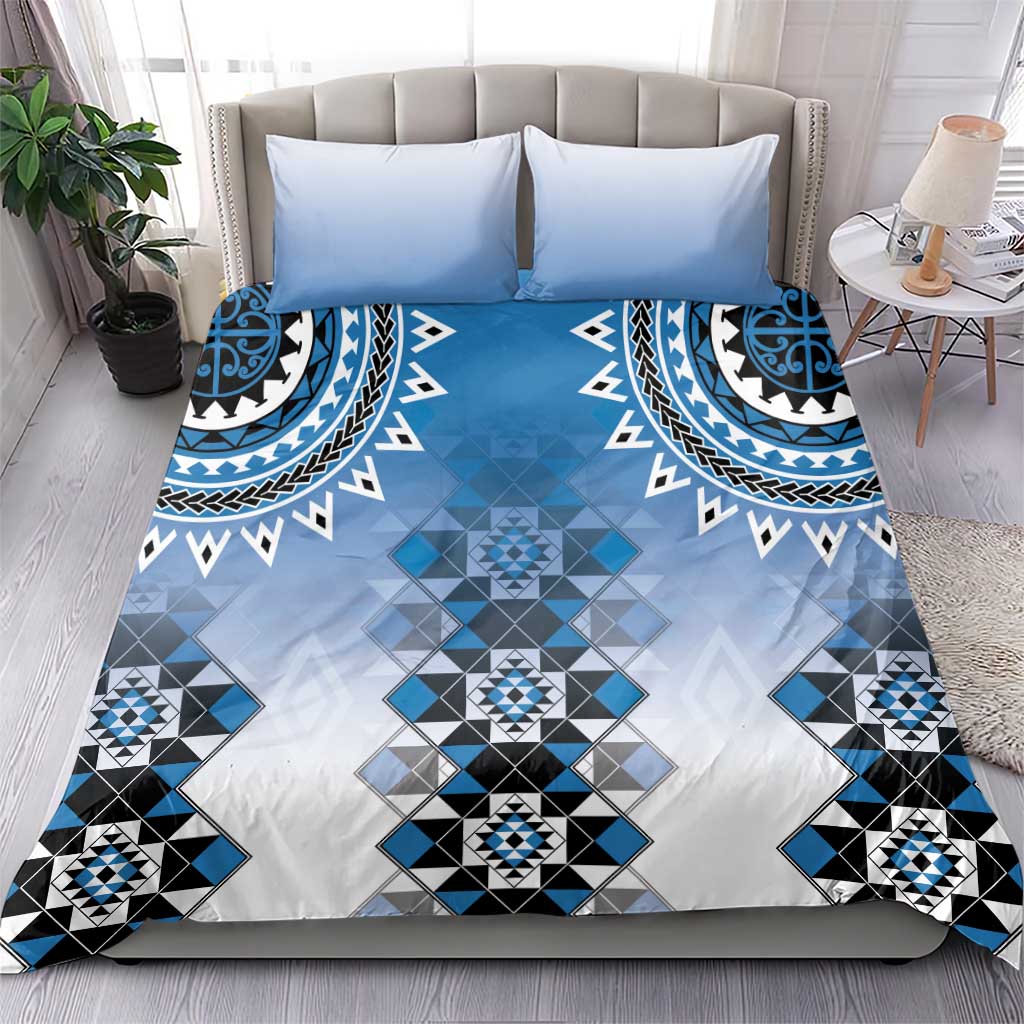 New Zealand Bedding Set Poutama Mix Blue Taniko Inspired Art LT05