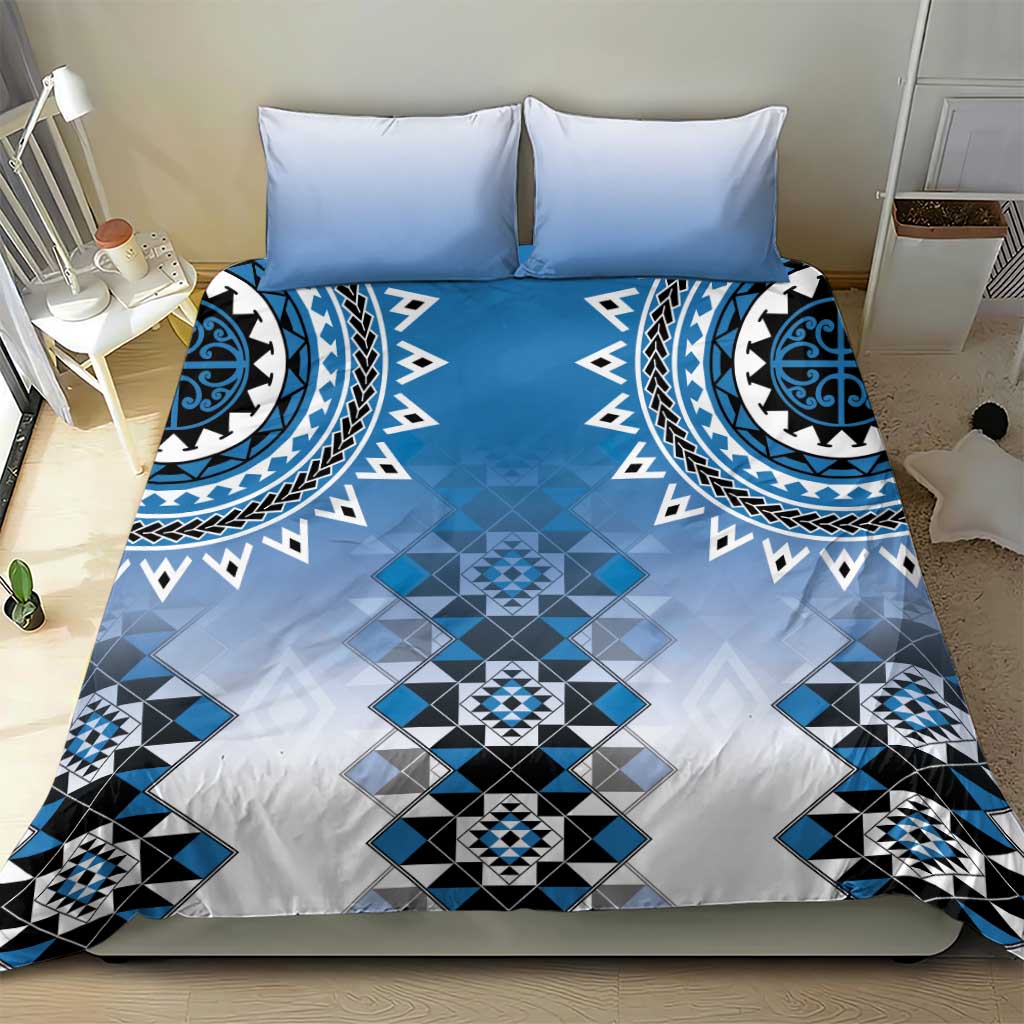 New Zealand Bedding Set Poutama Mix Blue Taniko Inspired Art LT05