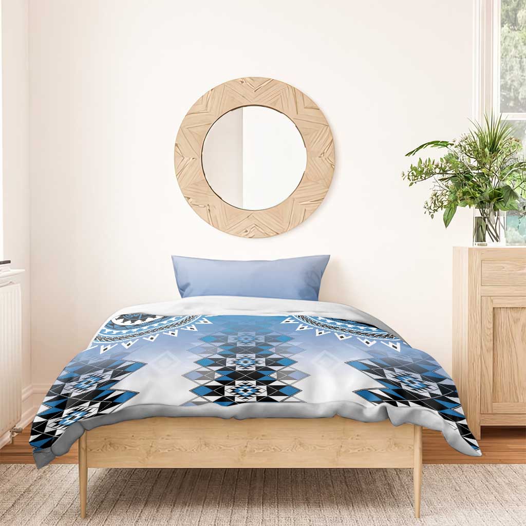 New Zealand Bedding Set Poutama Mix Blue Taniko Inspired Art LT05