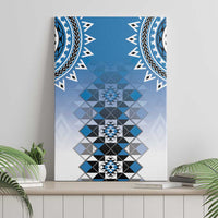 New Zealand Canvas Wall Art Poutama Mix Blue Taniko Inspired Art LT05 - Polynesian Pride