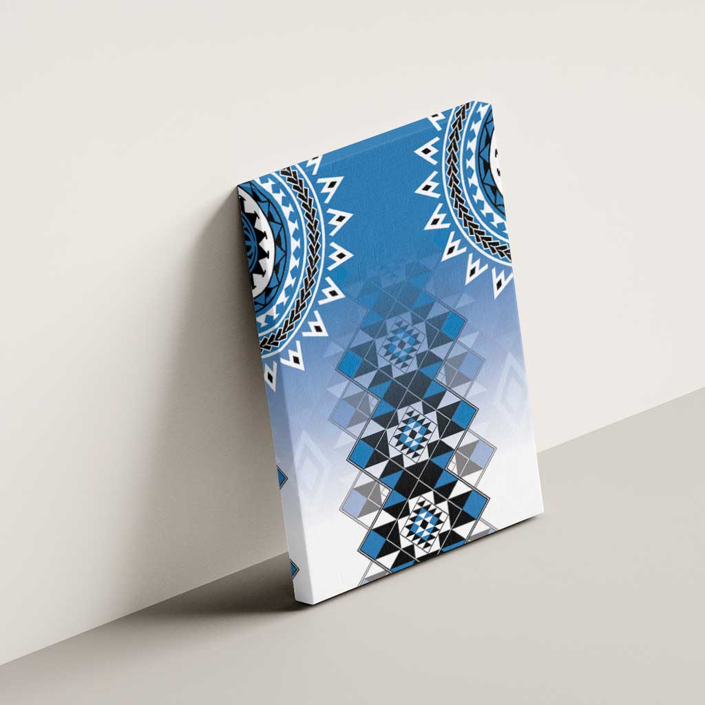 New Zealand Canvas Wall Art Poutama Mix Blue Taniko Inspired Art LT05 - Polynesian Pride