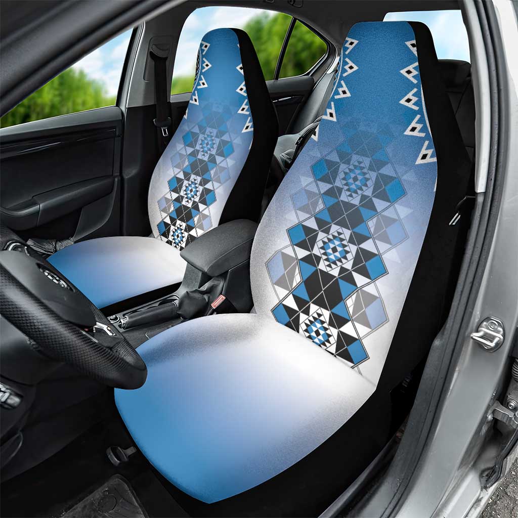 New Zealand Car Seat Cover Poutama Mix Blue Taniko Inspired Art LT05