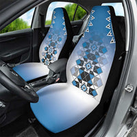 New Zealand Car Seat Cover Poutama Mix Blue Taniko Inspired Art LT05