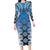 New Zealand Family Matching Long Sleeve Bodycon Dress and Hawaiian Shirt Poutama Mix Blue Taniko Inspired Art LT05