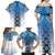 New Zealand Family Matching Off Shoulder Maxi Dress and Hawaiian Shirt Poutama Mix Blue Taniko Inspired Art LT05