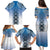 New Zealand Family Matching Puletasi and Hawaiian Shirt Poutama Mix Blue Taniko Inspired Art LT05