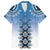 New Zealand Family Matching Puletasi and Hawaiian Shirt Poutama Mix Blue Taniko Inspired Art LT05