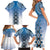 New Zealand Family Matching Short Sleeve Bodycon Dress and Hawaiian Shirt Poutama Mix Blue Taniko Inspired Art LT05