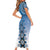 New Zealand Family Matching Short Sleeve Bodycon Dress and Hawaiian Shirt Poutama Mix Blue Taniko Inspired Art LT05