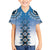 New Zealand Family Matching Short Sleeve Bodycon Dress and Hawaiian Shirt Poutama Mix Blue Taniko Inspired Art LT05