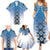 New Zealand Family Matching Summer Maxi Dress and Hawaiian Shirt Poutama Mix Blue Taniko Inspired Art LT05