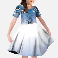 New Zealand Family Matching Tank Maxi Dress and Hawaiian Shirt Poutama Mix Blue Taniko Inspired Art LT05