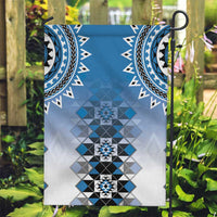 New Zealand Garden Flag Poutama Mix Blue Taniko Inspired Art LT05 Garden Flag Blue - Polynesian Pride