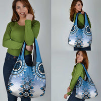 New Zealand Grocery Bag Poutama Mix Blue Taniko Inspired Art LT05 - Polynesian Pride