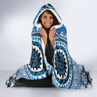 New Zealand Hooded Blanket Poutama Mix Blue Taniko Inspired Art LT05 - Polynesian Pride