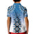 New Zealand Kid Polo Shirt Poutama Mix Blue Taniko Inspired Art LT05