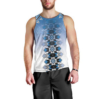 New Zealand Men Tank Top Poutama Mix Blue Taniko Inspired Art LT05 - Polynesian Pride