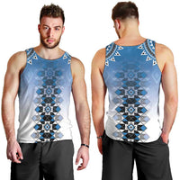 New Zealand Men Tank Top Poutama Mix Blue Taniko Inspired Art LT05 - Polynesian Pride